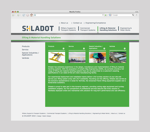 Shladot Ltd website division's main page | brand web design