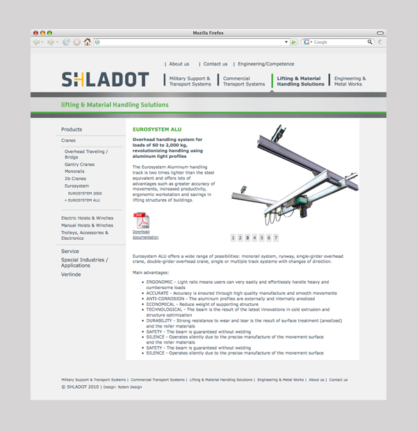 Shladot Ltd website division's cataloge page | brand web design