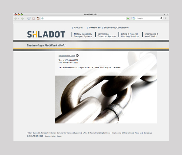 Shladot Ltd website division's contact page | brand web design